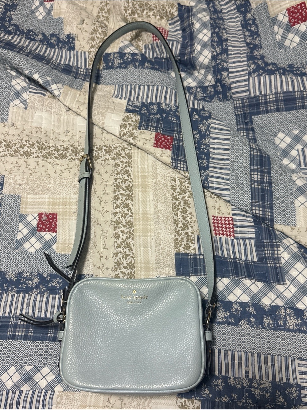 kate spade Light Blue Pebbled Leather Crossbody Bag